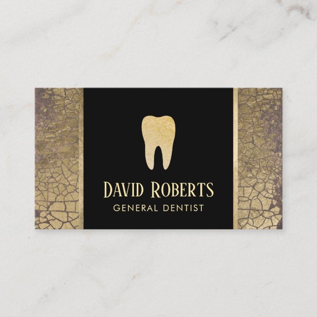 Tarjeta De Visita Cuidado dental moderno Gripe de oro elegante (Anverso)