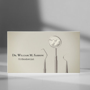 Tarjeta De Visita Cuidado dental Ortodoncista herramientas rústicas 
