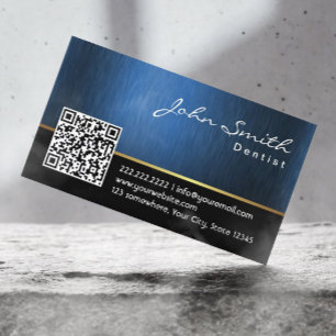 Tarjeta De Visita Cuidado dental Real Azul Código QR Dentista