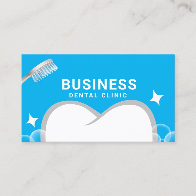 Tarjeta De Visita Cuidado dental y dental azul dental (Anverso)