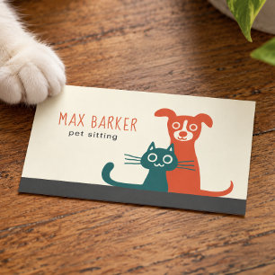 Tarjeta De Visita Cuidado moderno de mascotas de gato y perro Anim
