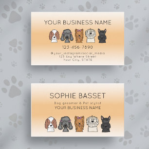 Tarjeta De Visita Cuidado Moderno de Perros Naranja