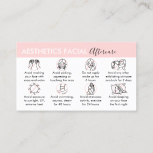 Tarjeta De Visita Cuidado posterior a estética facial