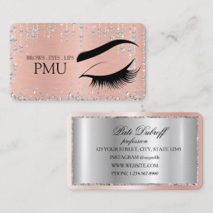 Tarjeta De Visita Cuidado posterior de cejas azul PMU Microblading H