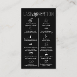 Tarjeta De Visita Cuidado posterior de extensiones de pestañas Black