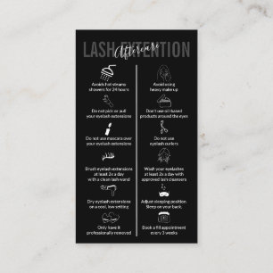 Tarjeta De Visita Cuidado posterior de extensiones de pestañas Black