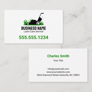 Tarjeta De Visita Cuidado Profesional de Césped Verde Blanco Cortacé