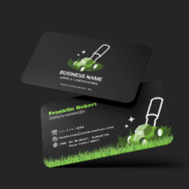 Tarjeta De Visita Cuidado Profesional de Césped Verde Negro y Paisaj