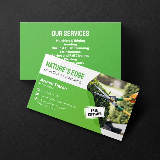 Tarjeta De Visita Cuidado Profesional de Césped Verde, Servicio de P (Subido por el creador)