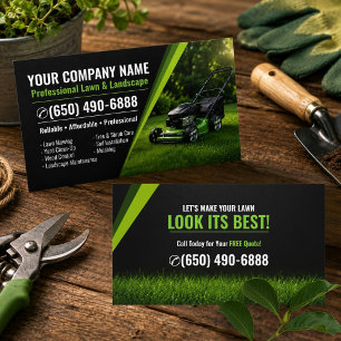 Tarjeta De Visita Cuidado Profesional de Césped y Paisajismo