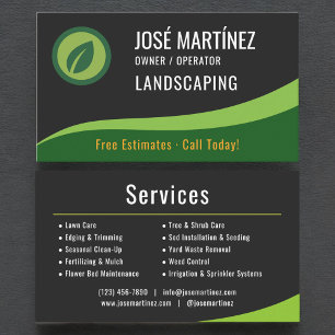 Tarjeta De Visita Cuidado Profesional de Jardinería y Césped
