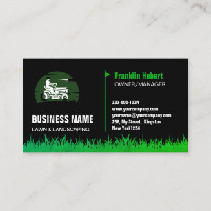 Tarjeta De Visita Cuidado profesional del césped verde negro y paisa