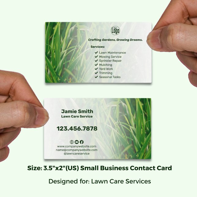 Tarjeta De Visita Cuidado Profesional del Césped y Paisaje (Professional Lawn Care & Landscaping Business Card; Size: 3.5 x 2 Inch)