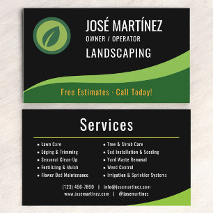 Tarjeta De Visita Cuidado profesional del jardín verde negro