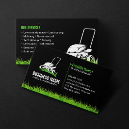 Tarjeta De Visita Cuidado profesional del jardín verde negro y paisa