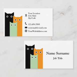 Tarjeta De Visita Cuidado Simple de Animales Gatos