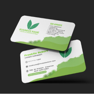 Tarjeta De Visita Cuidado y Paisajismo Profesional de Césped Verde B