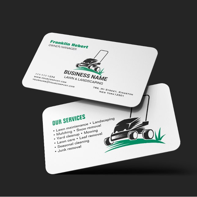 Tarjeta De Visita Cuidado y Servicio Profesional de Césped Verde Bla (Subido por el creador)