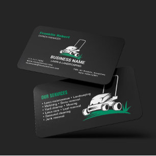 Tarjeta De Visita Cuidado y Servicio Profesional de Césped Verde Neg