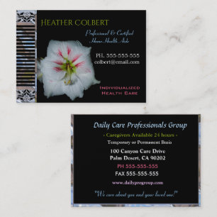 Tarjeta De Visita Cuidador de confianza Lily Floral Profesional