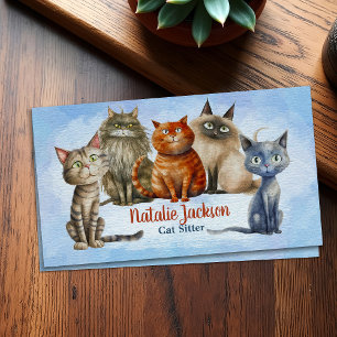 Tarjeta De Visita Cuidador de gatos - Adorables gatos acuarela