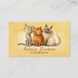 Tarjeta De Visita Cuidador de Gatos - Gatos Adorables Acuarela