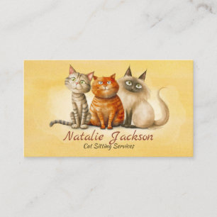 Tarjeta De Visita Cuidador de Gatos - Gatos Adorables Acuarela