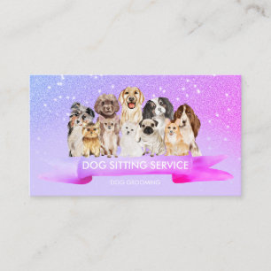 Tarjeta De Visita Cuidador de Mascotas Brillante Rosa Púrpura Aseado