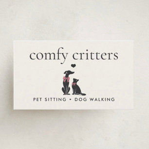 Tarjeta De Visita Cuidador de Mascotas Clásico Elegante