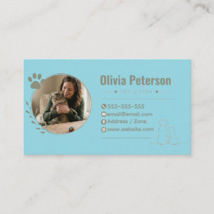 Tarjeta De Visita Cuidador de Mascotas con Foto Personalizada Minima