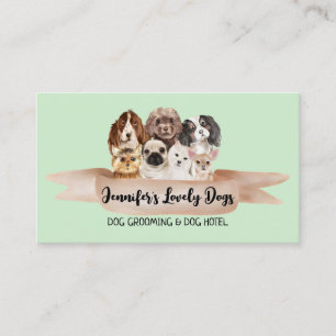 Tarjeta De Visita Cuidador de Mascotas con Listón Verde Perros