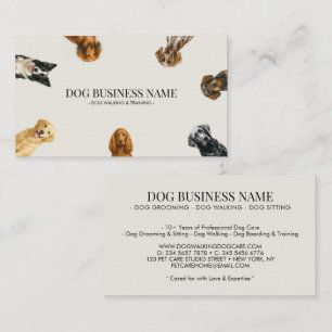 Tarjeta De Visita Cuidador de mascotas de razas de perro lila acuare