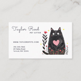 Tarjeta De Visita Cuidador de Mascotas Gato Atómico Moderno de Media