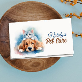 Tarjeta De Visita Cuidador de mascotas gato y perro lindos