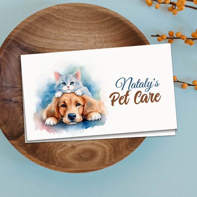 Tarjeta De Visita Cuidador de mascotas gato y perro lindos (Subido por el creador)