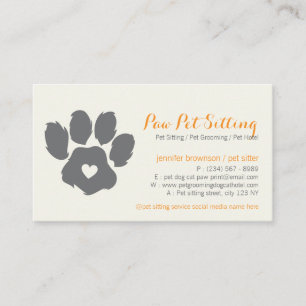Tarjeta De Visita Cuidador de Mascotas Grey Yellow Social Media Perr