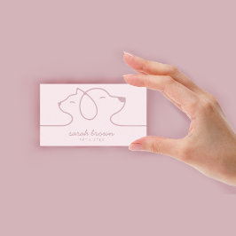 Tarjeta De Visita Cuidador de mascotas logotipo de línea rosa suave