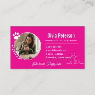 Tarjeta De Visita Cuidador de Mascotas Minimalista de Lujo Personali