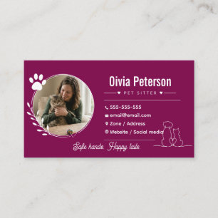 Tarjeta De Visita Cuidador de Mascotas Minimalista de Lujo Personali