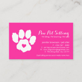 Tarjeta De Visita Cuidador de Mascotas Neon Rosa Redes Sociales Perr