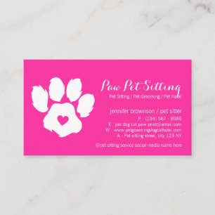 Tarjeta De Visita Cuidador de Mascotas Neon Rosa Redes Sociales Perr