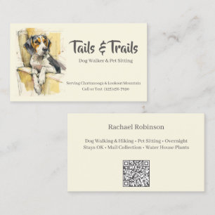 Tarjeta De Visita Cuidador de Mascotas Paseador de Perros Acuarela E