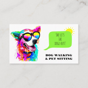 Tarjeta De Visita Cuidador de Mascotas Paseador de Perros Arcoíris N