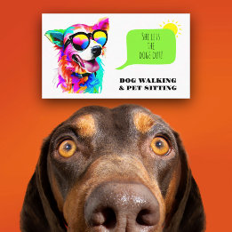 Tarjeta De Visita Cuidador de Mascotas Paseador de Perros Arcoíris N