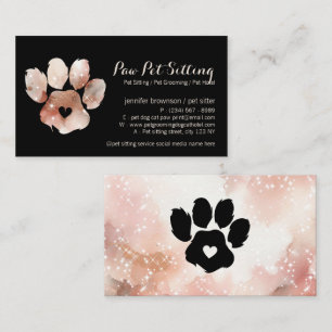 Tarjeta De Visita Cuidador de mascotas Paw Aseo Acuarela Perro Gato