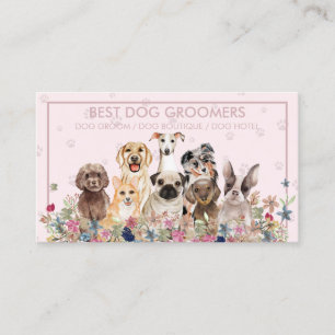 Tarjeta De Visita Cuidador de mascotas perro veterinario patas rosad