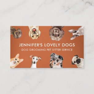 Tarjeta De Visita Cuidador de Mascotas Perros Pequeños Divertidos Na