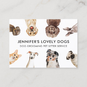 Tarjeta De Visita Cuidador de mascotas perros pequeños lindos blanco