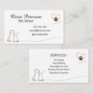 Tarjeta De Visita Cuidador de Mascotas Personalizado con Diseño de P