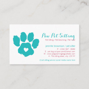 Tarjeta De Visita Cuidador de Mascotas Rojo Verde Social Media Perro